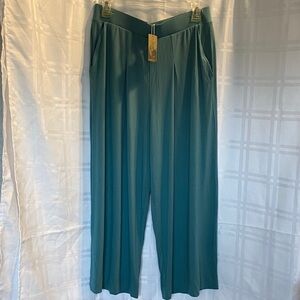 Peruvian Connection Women’s Peacock Twyla Pants Pull On Wide Leg Pants NWT